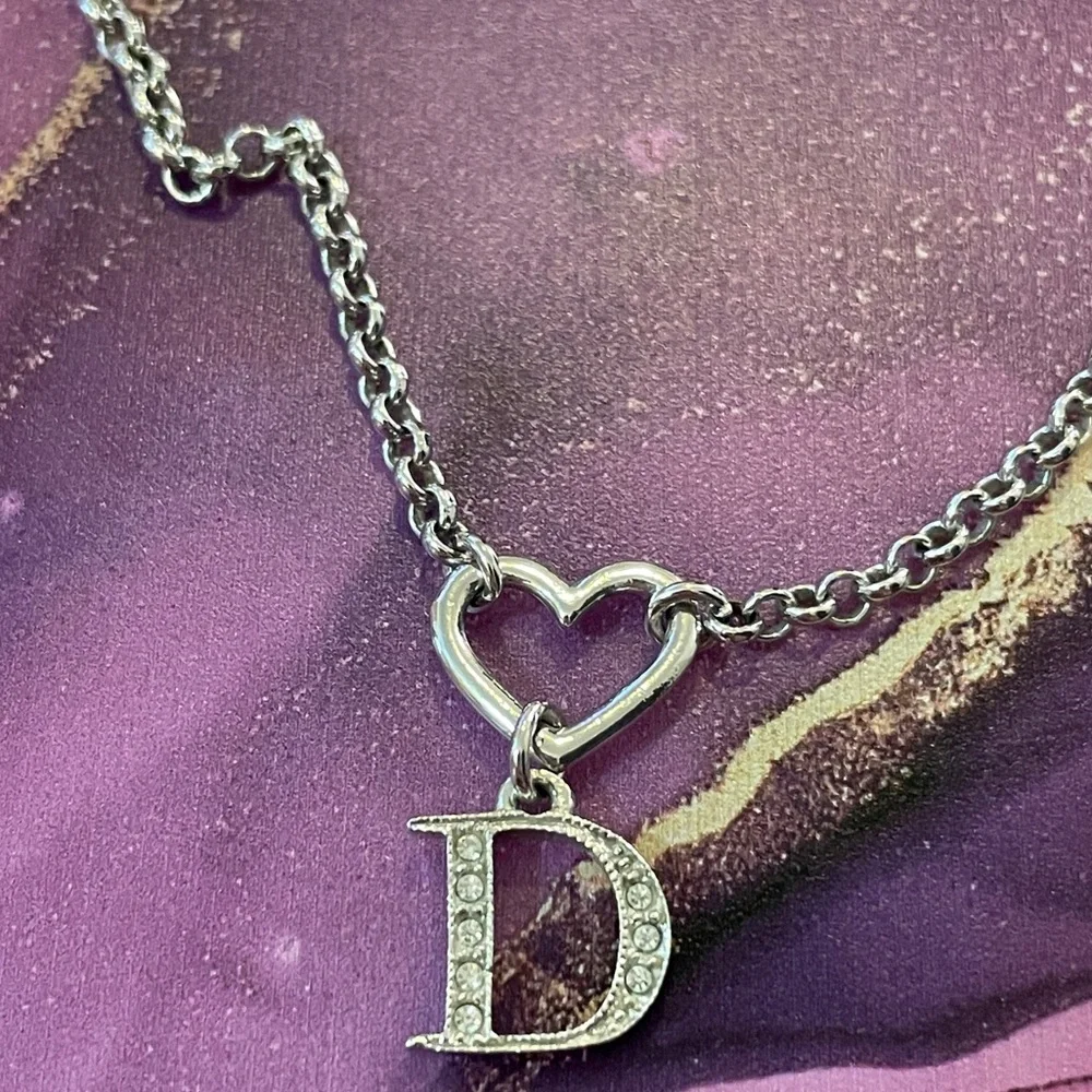 Authentic Y2K Dior John Galliano Heart and Crystal D Necklace - Picture 2 of 6